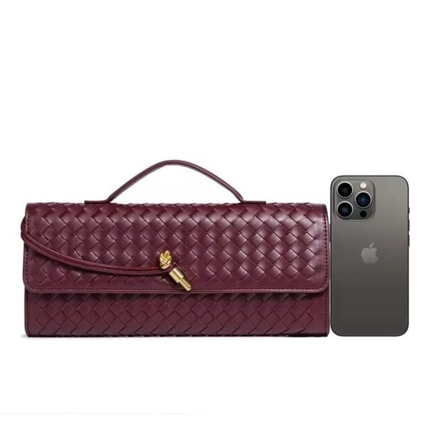 Woven Clutch Bag With Gold Hardware