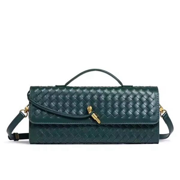 Woven Clutch Bag With Gold Hardware - Image 3