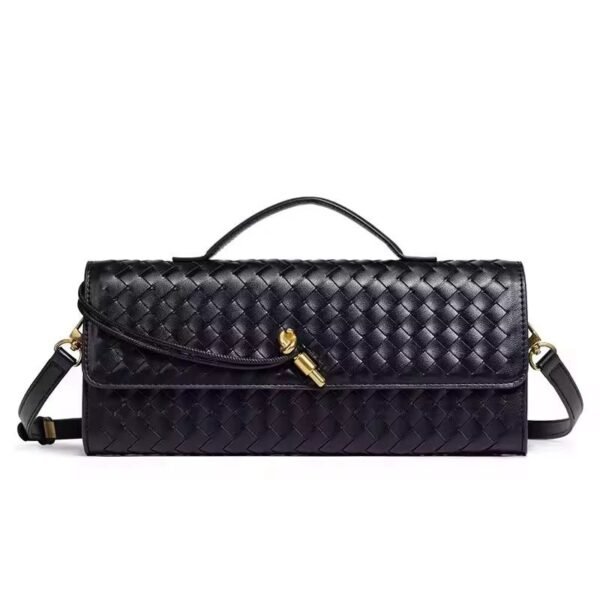 Woven Clutch Bag With Gold Hardware - Image 2