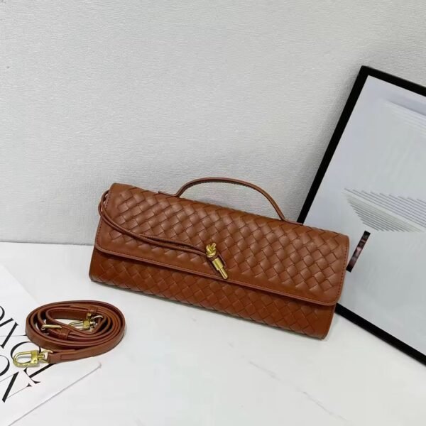 Woven Clutch Bag With Gold Hardware - Image 4